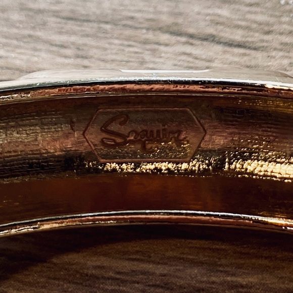 Sequin Gold Rope and White Enamel Spring Clasp Bangle - Picture 7 of 8